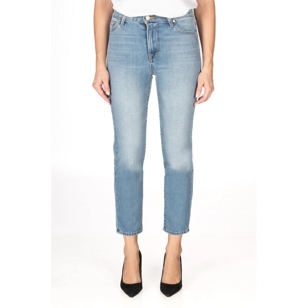 Fidelity Denim Cher Crop High Rise Slim Straight Jeans Women‎ Size 28 Piper Blue